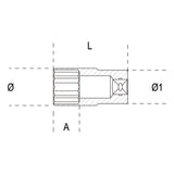 Beta Chiavi a bussola per viti con profilo Torx® con attacco quadro 1/2" tipo lungo, cromate