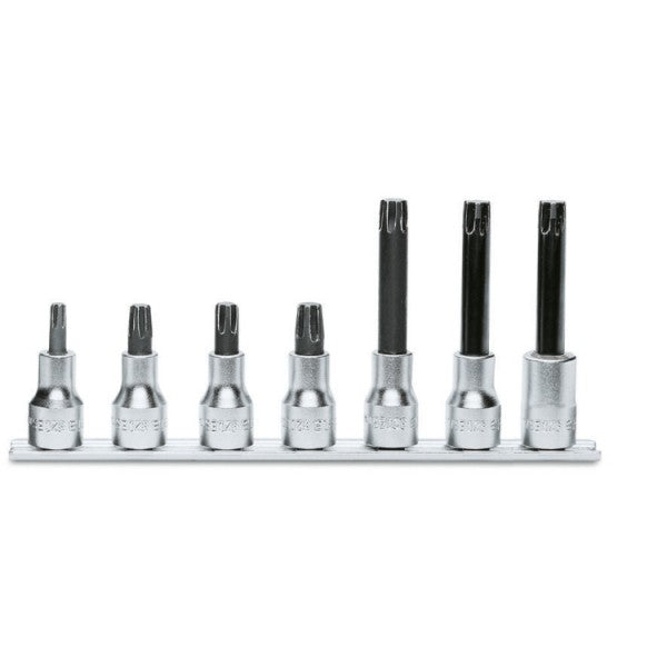 Beta Serie di chiavi a bussola maschio per viti con impronta esascanalata con quadro femmina 1/2" cromate - inserti bruniti