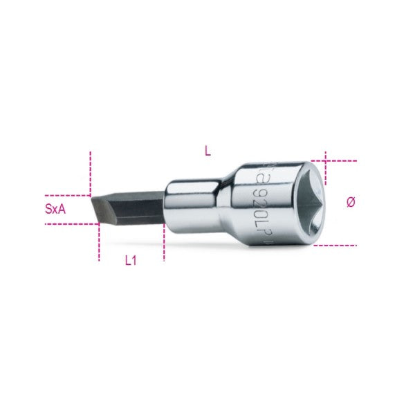 Beta Chiavi a bussola a giravite per viti con intaglio con attacco quadro 1/2" cromate - inserti bruniti