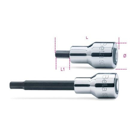 Beta Chiavi a bussola maschio esagonale con attacco quadro femmina 1/2" cromate - inserti bruniti