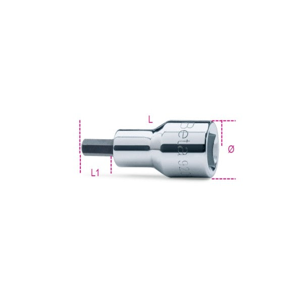 Beta Chiavi a bussola maschio esagonale con quadro femmina 1/2" cromate - inserti bruniti