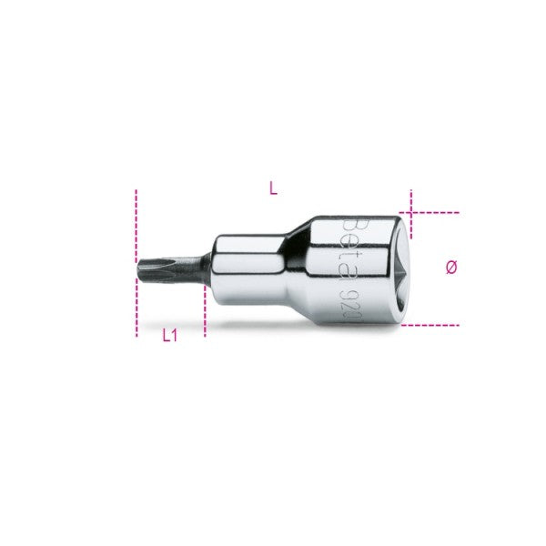 Beta Chiavi a bussola maschio per viti con impronta Torx®, con attacco quadro femmina 1/2" cromate - inserti bruniti