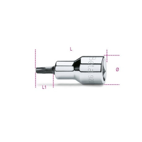 Beta Chiavi a bussola maschio per viti con impronta Torx®, con attacco quadro femmina 1/2" cromate - inserti bruniti