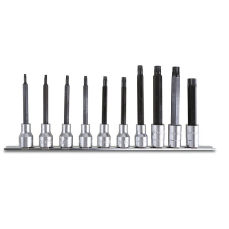 Beta Serie di 10 chiavi a bussola maschio lunghe per viti con impronta Torx® su supporto