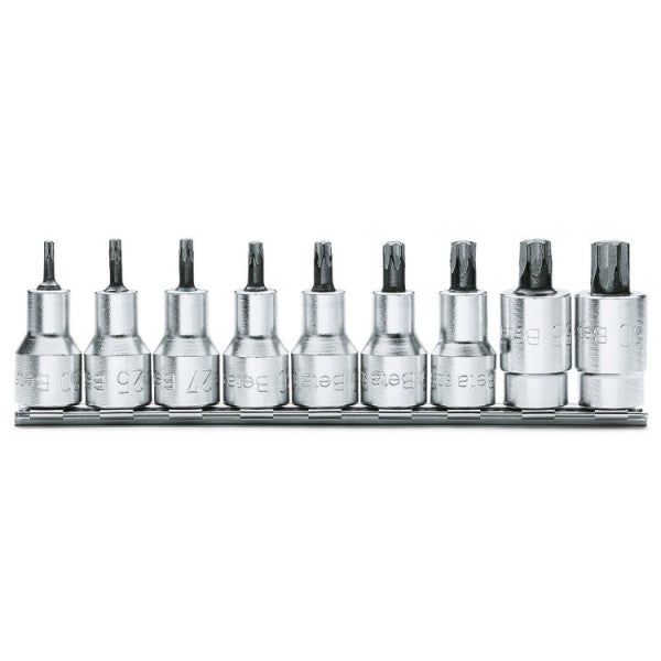Beta Serie di chiavi a bussola maschio per viti con impronta Torx®, con attacco quadro femmina 1/2" cromate - inserti bruniti