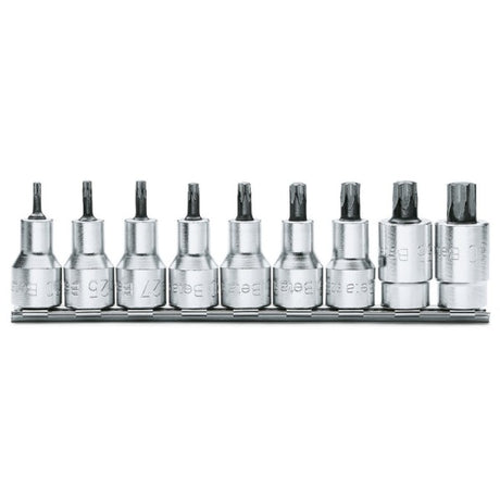 Beta Serie di chiavi a bussola maschio per viti con impronta Torx®, con attacco quadro femmina 1/2" cromate - inserti bruniti