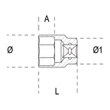 Beta Chiavi a bussola con attacco quadro femmina 3/4" bocca poligonale, cromate