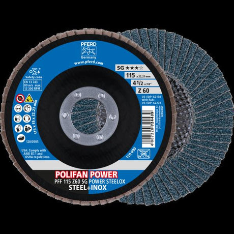 PFERD Dischi lamellari POLIFAN PFF 115 Z 60 SG POWER STEELOX