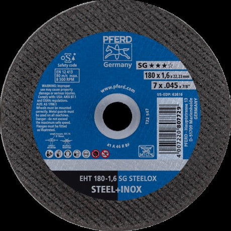 PFERD Dischi da taglio EHT 180-1,6 SG STEELOX