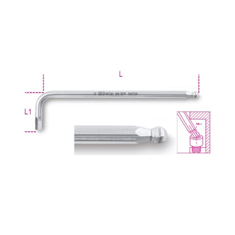 Beta Chiavi maschio esagonale piegate con estremità sferica in acciaio inossidabile