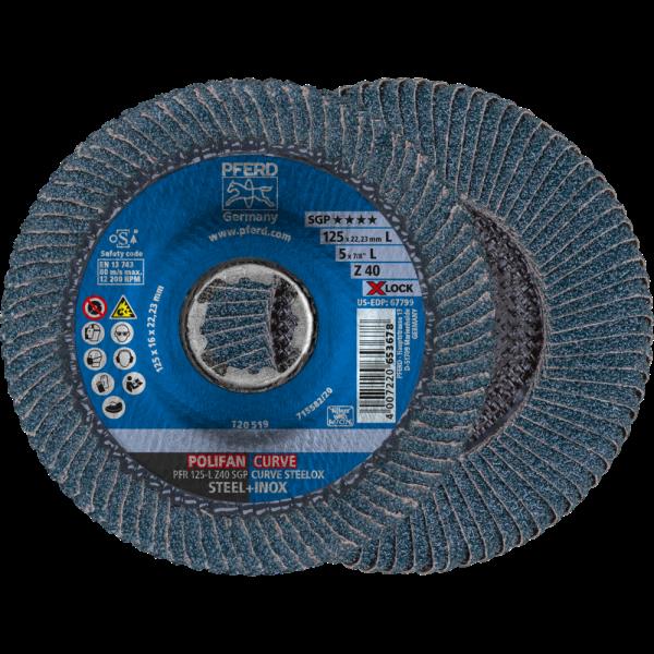 PFERD Dischi lamellari POLIFAN PFR 125-L Z 40 SGP CURVE STEELOX/X-LOCK