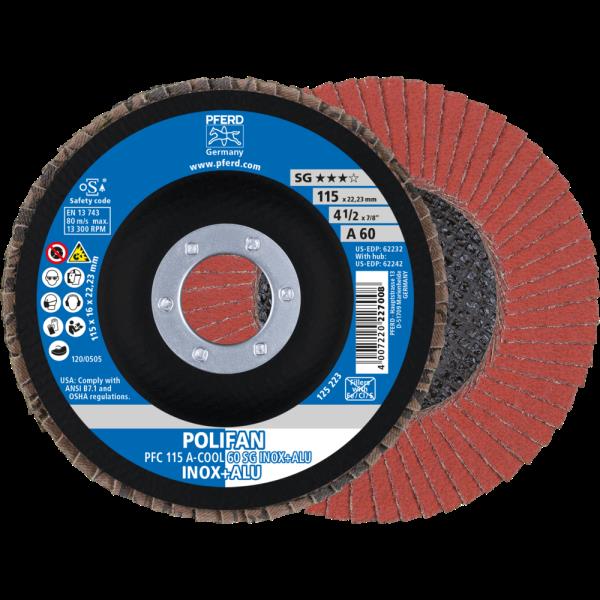 PFERD Dischi lamellari POLIFAN PFC 115 A-COOL 60 SG INOX+ALU