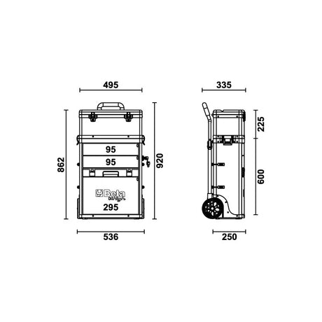 Beta Trolley portautensili a 2 moduli sovrapponibili