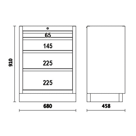 Beta Modulo fisso con 4 cassetti per arredo officina C45PRO