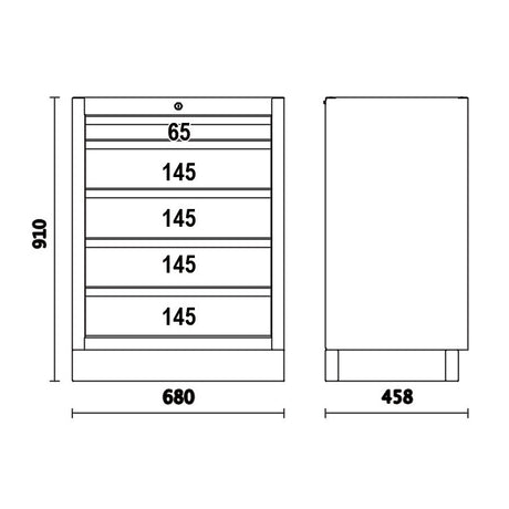 Beta Modulo fisso con 5 cassetti per arredo officina C45PRO