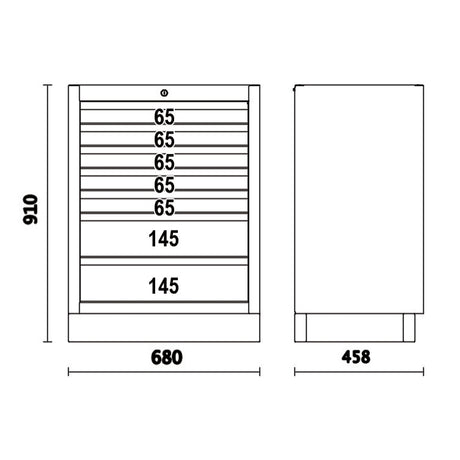 Beta Modulo fisso con 7 cassetti per arredo officina C45PRO