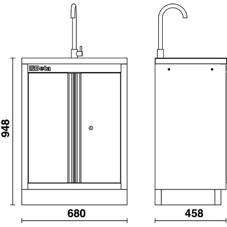 Beta Modulo fisso con lavandino integrato per arredo officina C45PRO