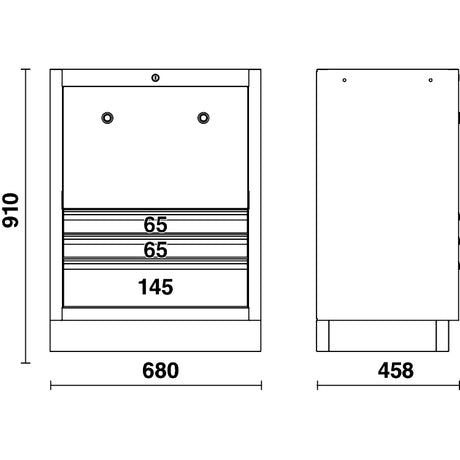 Beta Modulo fisso per arrotolatori con 3 cassetti per arredo officina C45PRO, vuoto
