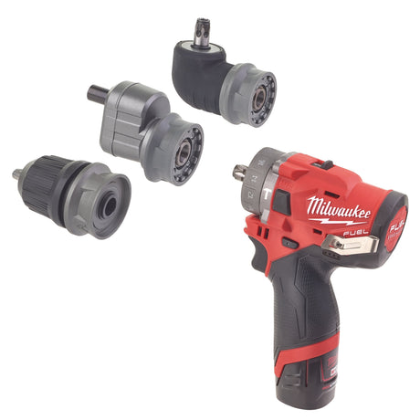 MILWAUKEE Trapano avvitatore con percussione con mandrini intercambiabili a batteria M12 FUEL™ FPDXKIT-202X