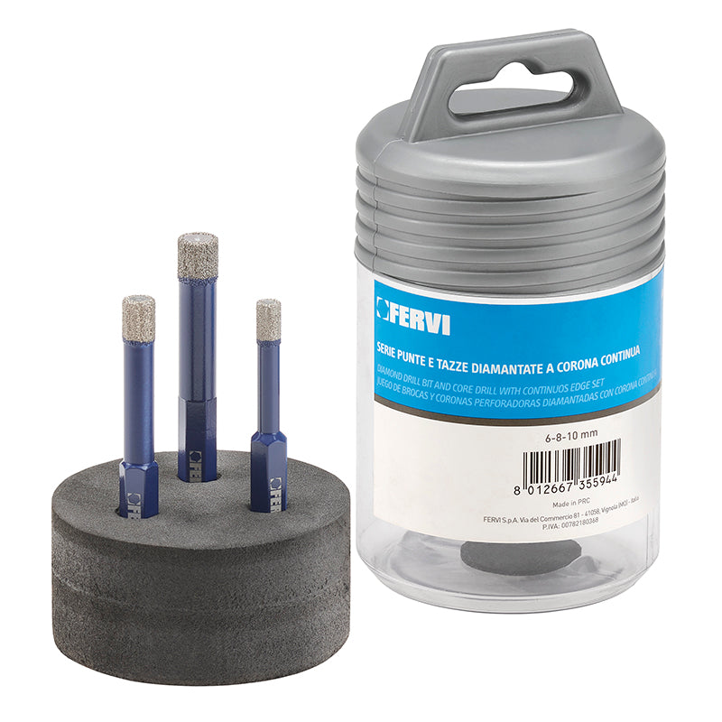 Fervi Serie punte e tazze diamantate a corona continua - P033/03S