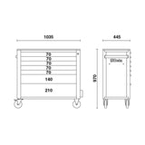 Beta Cassettiera porta attrezzi 7 cassetti, con sistema antiribaltamento, modello lungo
