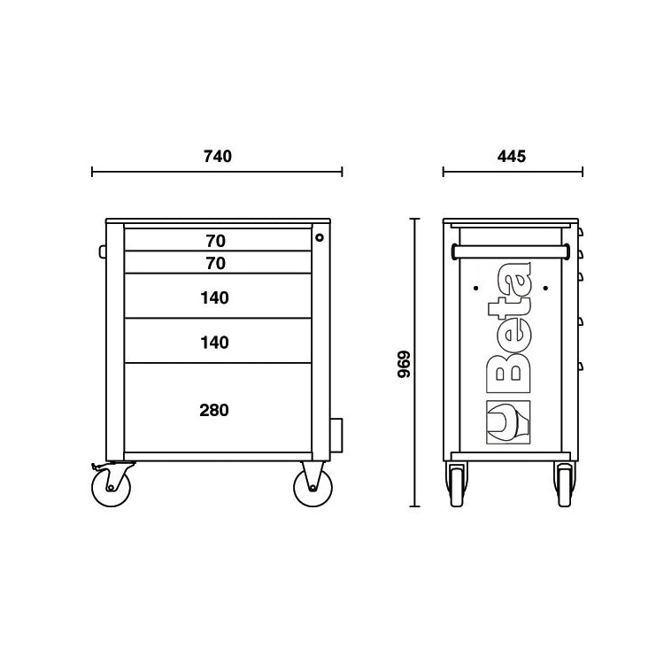 Beta Cassettiera porta attrezzi con 5 cassetti