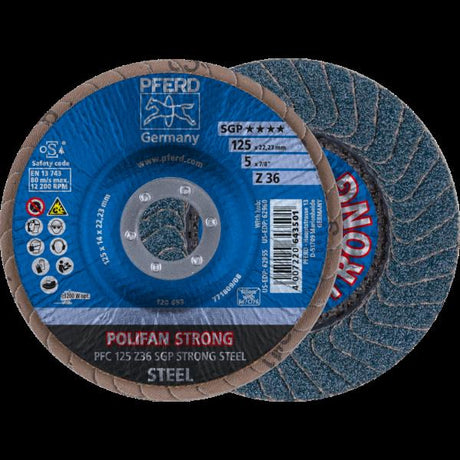 PFERD Dischi lamellari POLIFAN PFC 125 Z 36 SGP STRONG STEEL