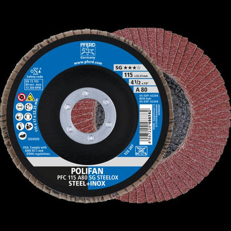 PFERD Dischi lamellari POLIFAN PFC 115 A 80 SG STEELOX