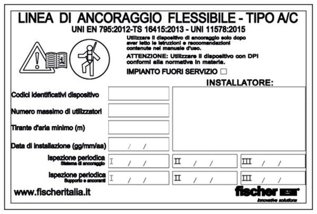 FISCHER targhetta identificativa acces - Sistemi anticaduta DPI (1 Pz.)