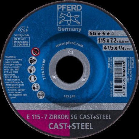 PFERD Dischi da sbavo E 115-7 ZIRKON SG CAST+STEEL