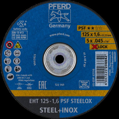 PFERD Dischi da taglio EHT 125-1,6 PSF STEELOX/X-LOCK