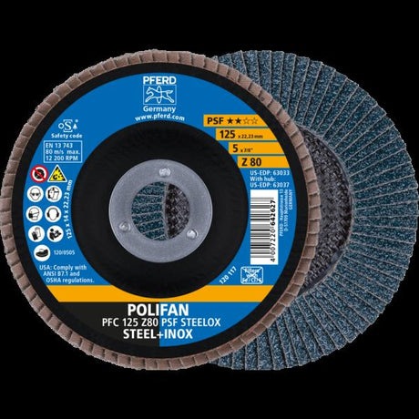 PFERD Dischi lamellari POLIFAN PFC 125 Z80 PSF STEELOX (5)