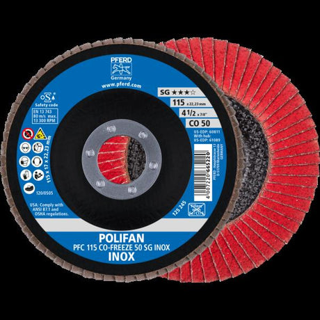 PFERD Dischi lamellari POLIFAN PFC 115 CO-FREEZE 50 SG INOX