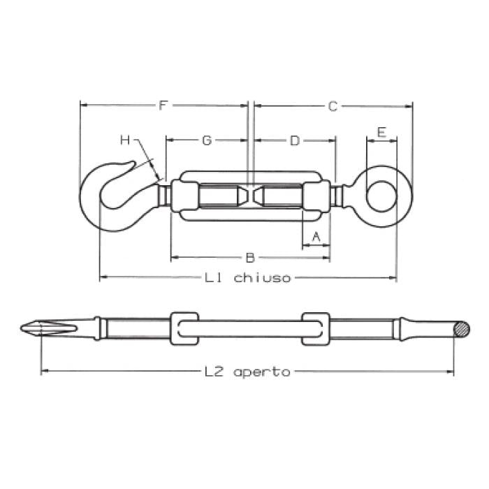 CARCANO A010 Tenditore occhio e gancio