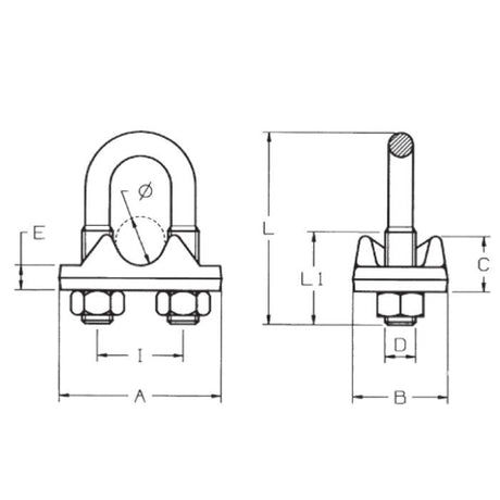 CARCANO A156 Morsetto a cavallotto per fune stampato a caldo