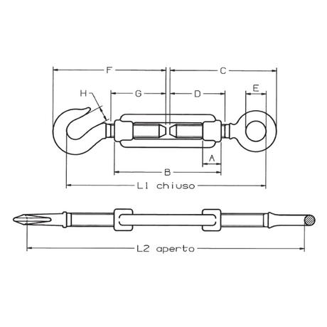 CARCANO A158 Tenditore occhio e gancio