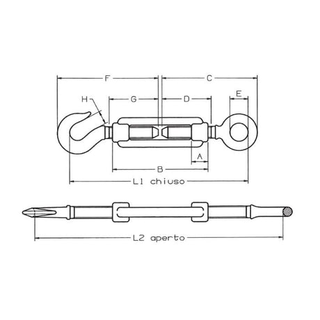 CARCANO A162 Tenditore occhio e gancio din 1480