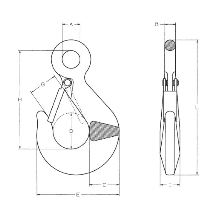 CARCANO A176 Gancio di sollevamento din 689 con sicura