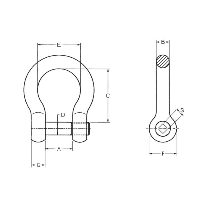 CARCANO A209 Grillo a cuore alta resistenza con perno testa chiave quadra