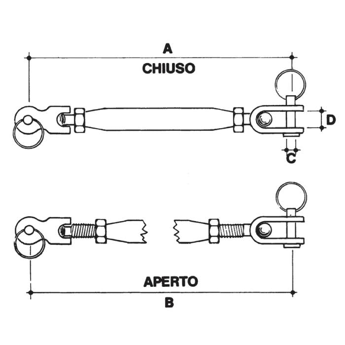 CARCANO A503 Tenditore a due snodi in acciaio inox