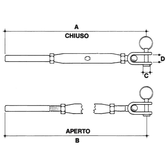 CARCANO A504 Tenditore con snodo e terminale a pressare in acciaio inox