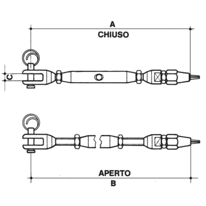 CARCANO A506 Tenditore con terminale rapido in acciaio inox