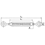 CARCANO A508 Tenditore a due occhi in acciaio inox