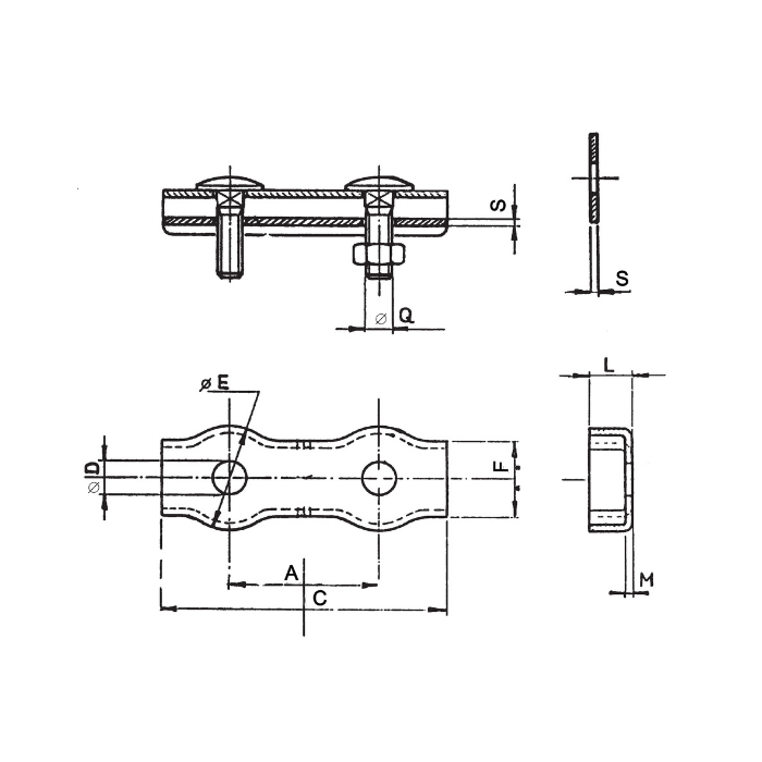 CARCANO A551 Morsetto duplex in acciaio inox