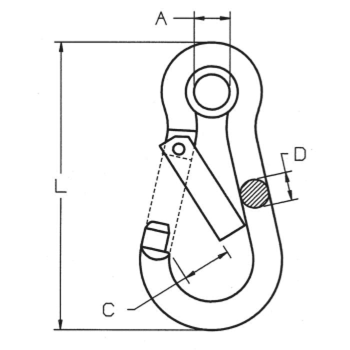 CARCANO A581 Moschettone in acciaio inox con anello