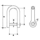 CARCANO A594 Grillo diritto in acciaio inox con perno testa chiave quadra