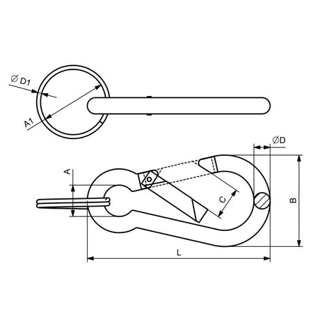 CARCANO A602 Moschettoni in alluminio colorato con anello