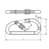 CARCANO A604 Moschettone piatto in alluminio colorato con ghiera
