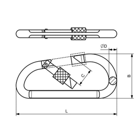 CARCANO A604 Moschettone piatto in alluminio colorato con ghiera