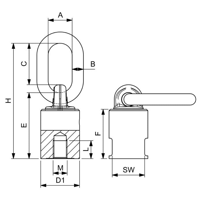 CARCANO C816X Golfare girevole femmina con anello